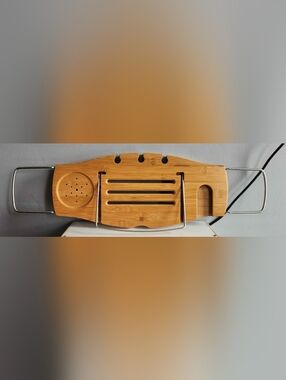 Bamboo Bathtub Caddy Tray with Metal Handles